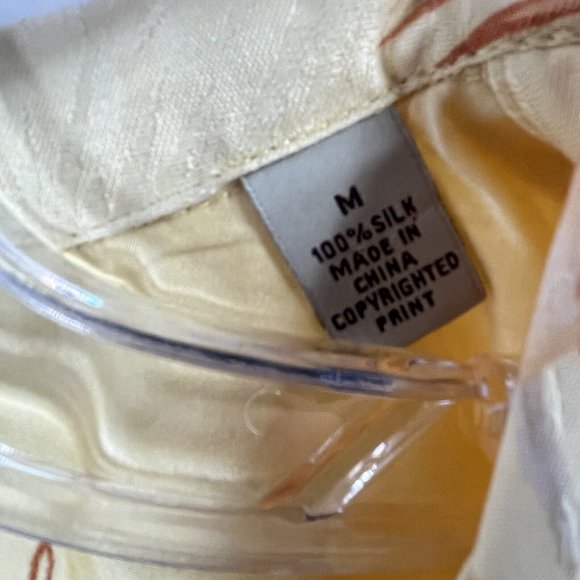 Tommy Bahama Silk Casual Short Sleeve Hawaiian Shirt Tropical Beach M Gold - Picture 3 of 7